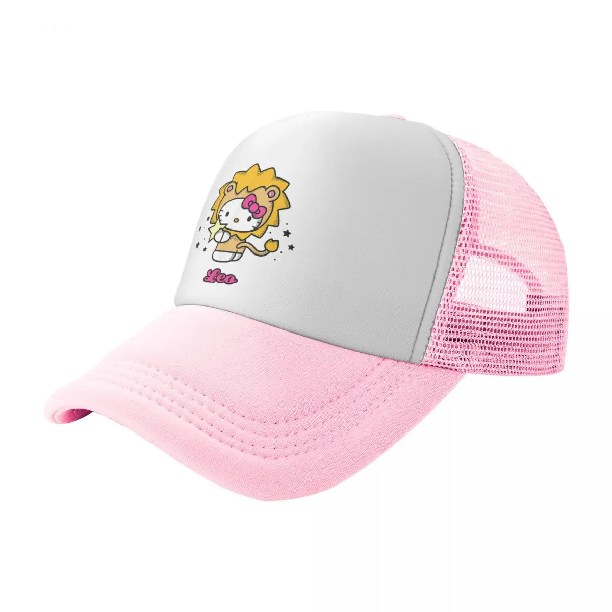 Hello Kitty Valentine Hearts Trucker Caps Unisex Fashion Hat Sun Hat Golf Hats Breathable Polyester Mesh Baseball Caps Spring