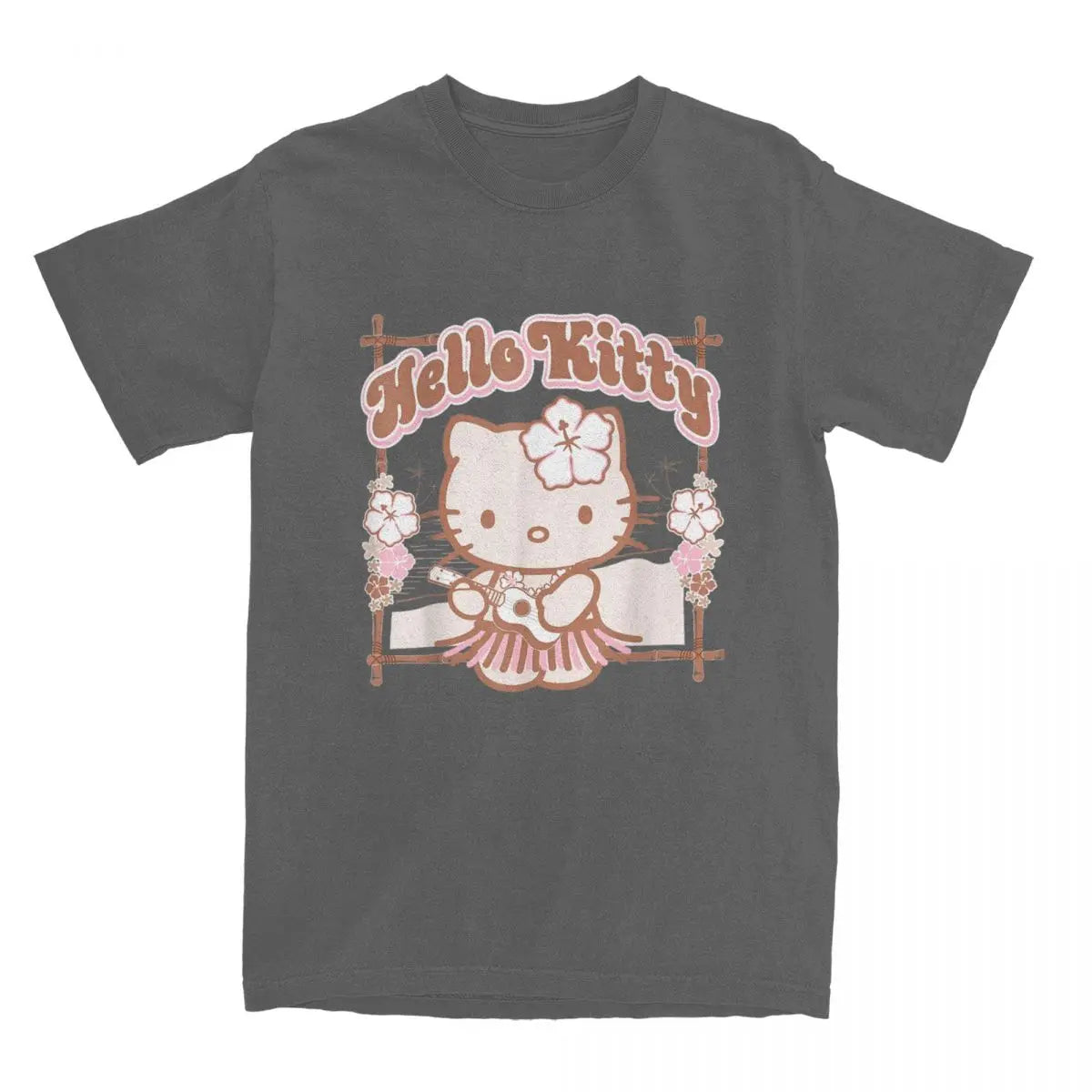 Funny Hello Kitty Hula Summer T-Shirts Men Women Round Collar Cotton T Shirts Short Sleeve Tee Shirt Plus Size Clothing