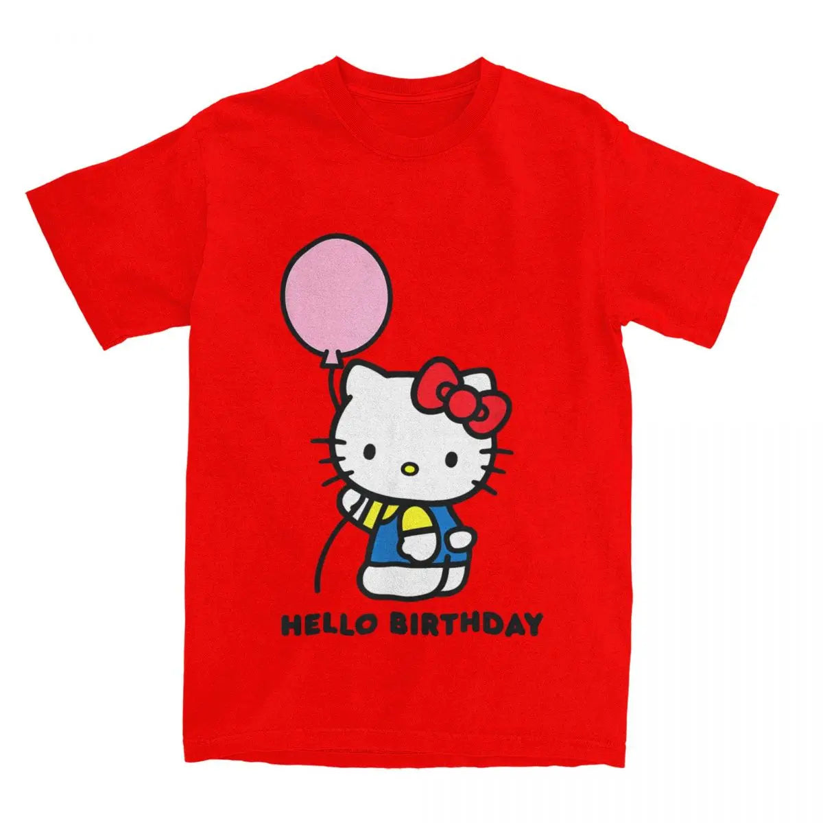 Hello Kitty Hello Birthday T-Shirts Men Women Casual Pure Cotton Tees Crew Neck Short Sleeve T Shirt New Arrival Clothes