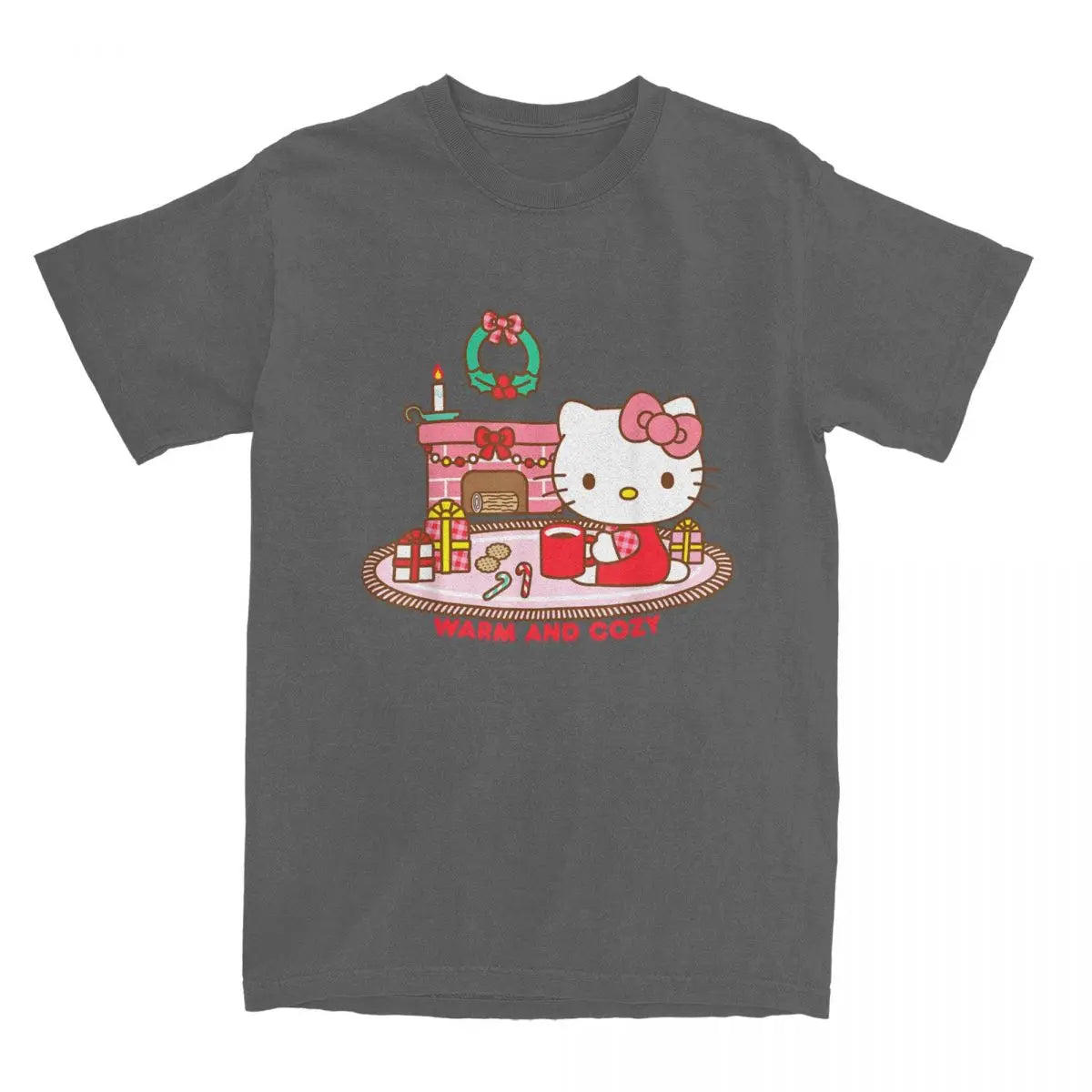 Hello Kitty Warm And Cozy Christmas T Shirts for Men Women 100% Cotton Cool T-Shirt Crew Neck Tee Shirt Short Sleeve Tops