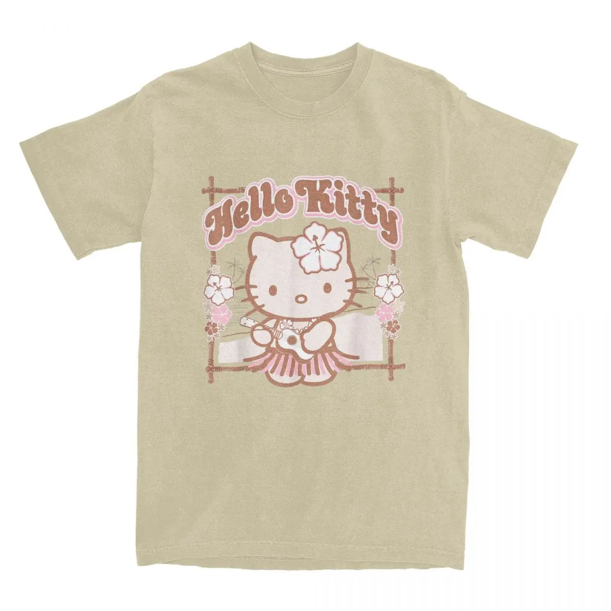 Funny Hello Kitty Hula Summer T-Shirts Men Women Round Collar Cotton T Shirts Short Sleeve Tee Shirt Plus Size Clothing