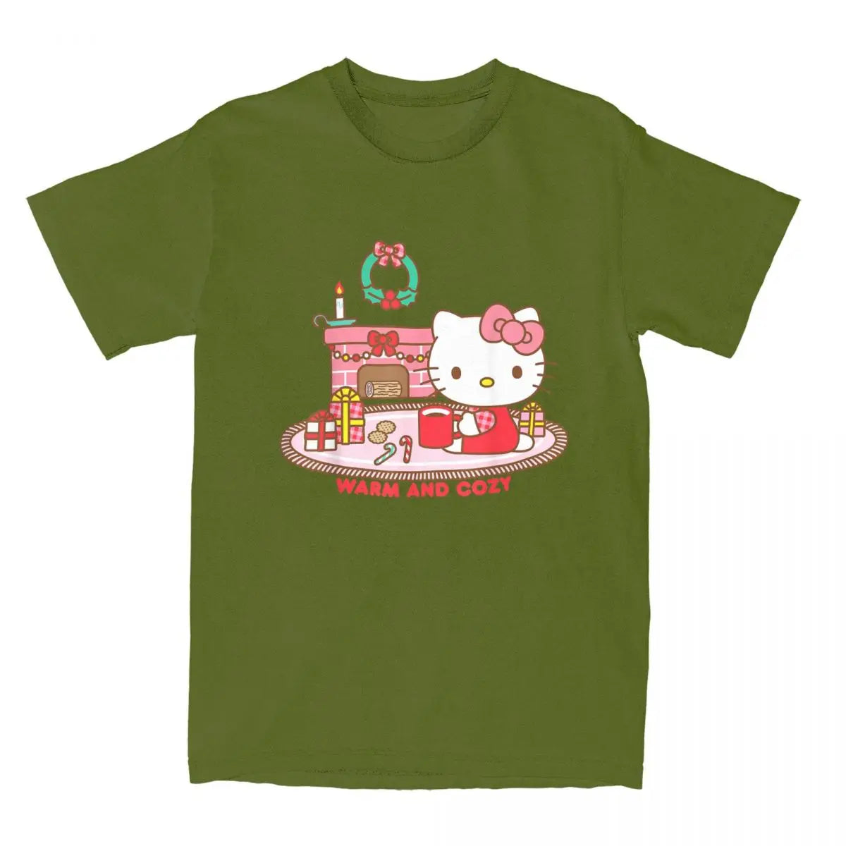 Hello Kitty Warm And Cozy Christmas T Shirts for Men Women 100% Cotton Cool T-Shirt Crew Neck Tee Shirt Short Sleeve Tops