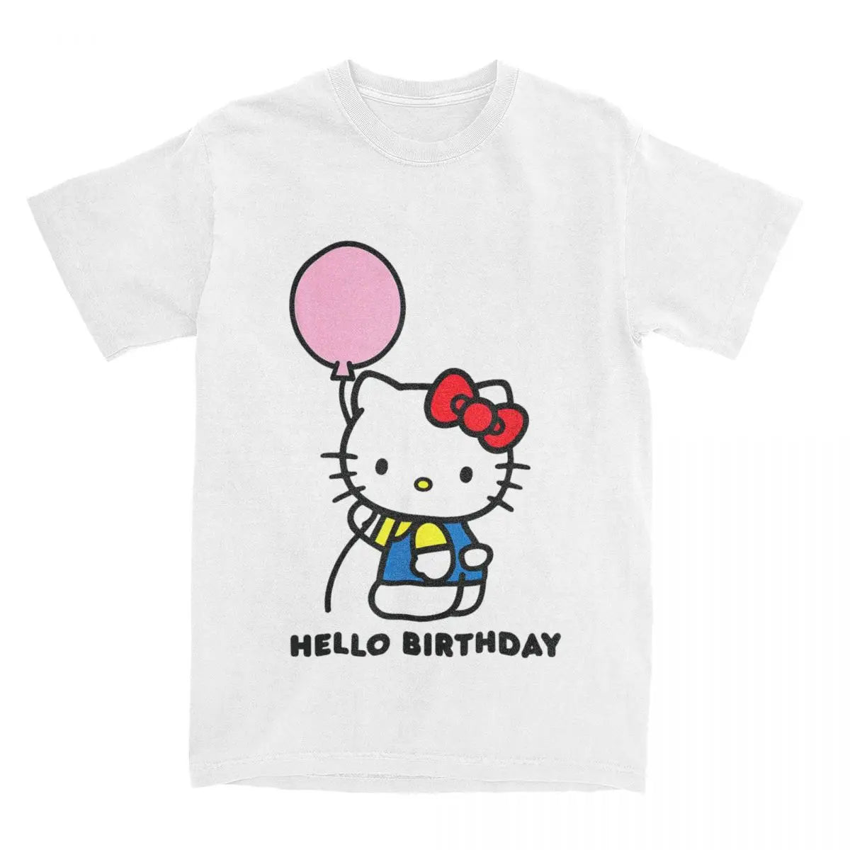 Hello Kitty Hello Birthday T-Shirts Men Women Casual Pure Cotton Tees Crew Neck Short Sleeve T Shirt New Arrival Clothes