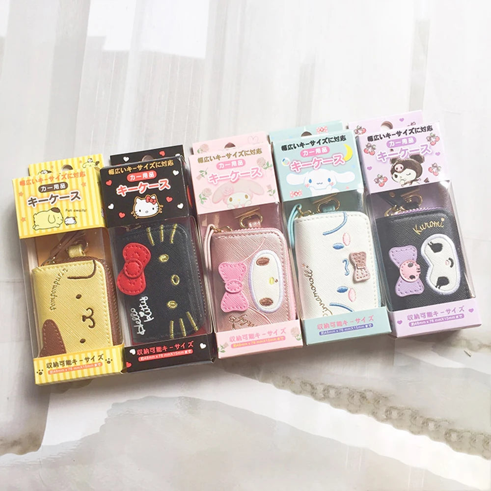 Cute Hello Kitty Cartoon Multifunctional Leather Coin Purse 3d Key Case Pu Zipper Cartoon Car Key Case Cute Key Holder Gift