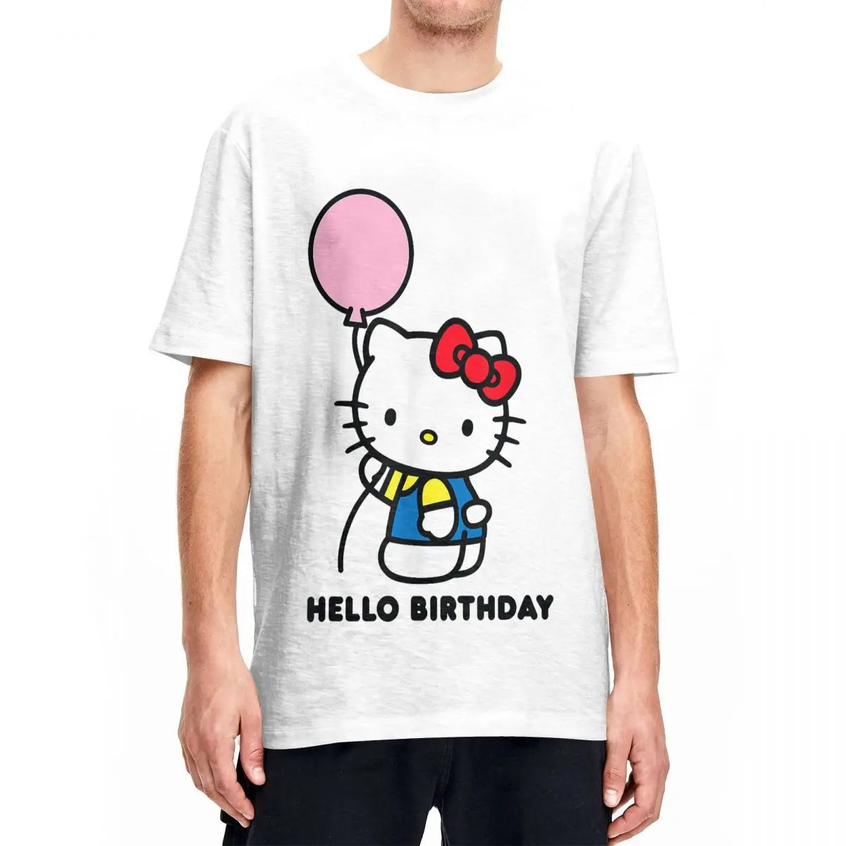 Hello Kitty Hello Birthday T-Shirts Men Women Casual Pure Cotton Tees Crew Neck Short Sleeve T Shirt New Arrival Clothes