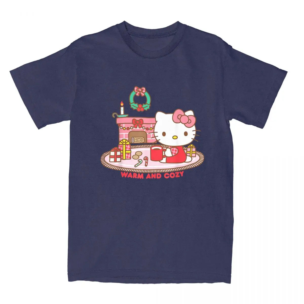 Hello Kitty Warm And Cozy Christmas T Shirts for Men Women 100% Cotton Cool T-Shirt Crew Neck Tee Shirt Short Sleeve Tops