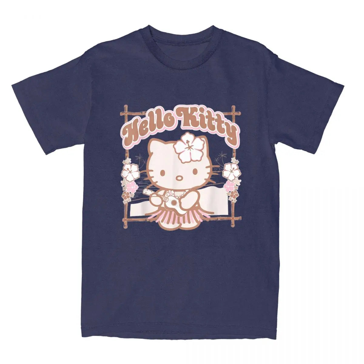 Funny Hello Kitty Hula Summer T-Shirts Men Women Round Collar Cotton T Shirts Short Sleeve Tee Shirt Plus Size Clothing