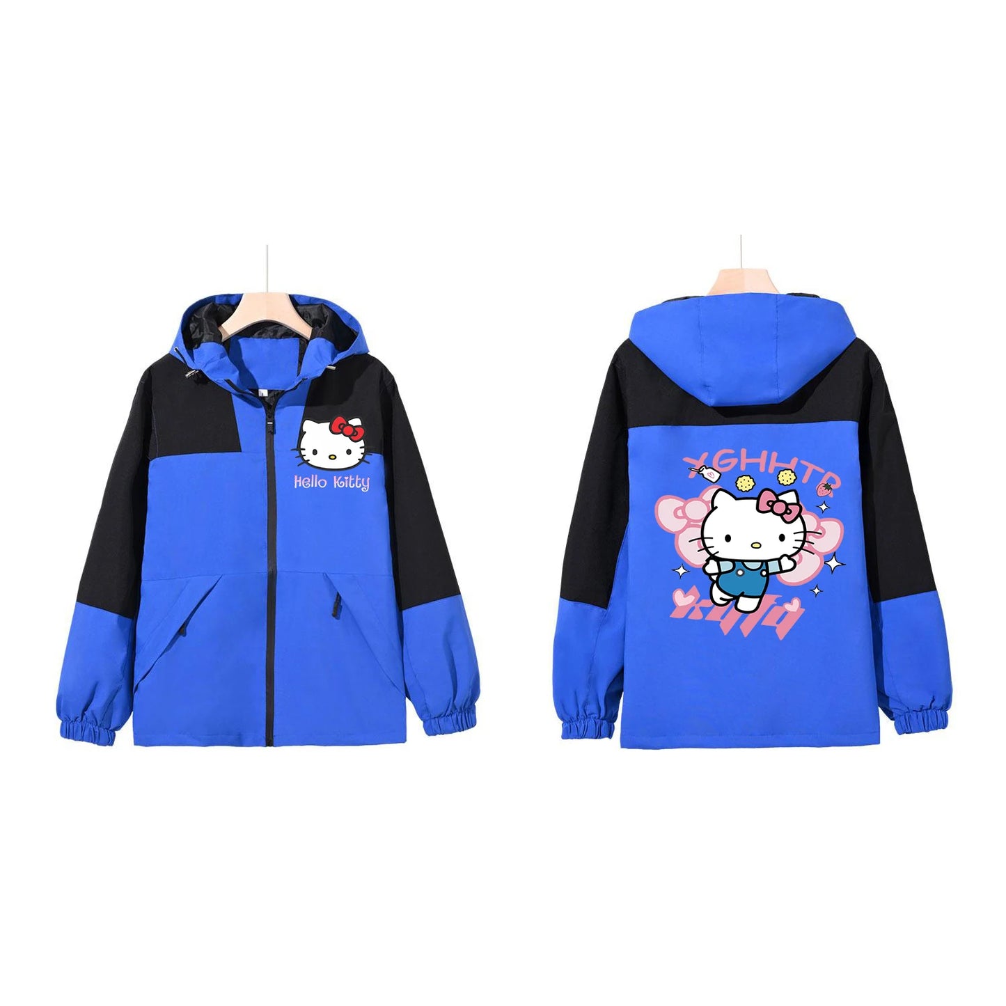 Women's Winter Coats Sale Hello Kitty Free Shipping Sanrio Character Pattern Zip-up Hoodie Long Sleeve Oversized Jacket Warm Coa