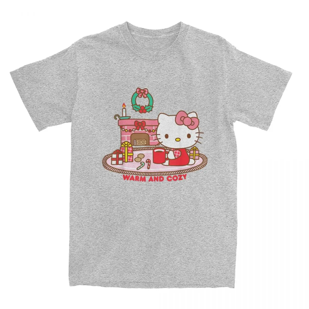 Hello Kitty Warm And Cozy Christmas T Shirts for Men Women 100% Cotton Cool T-Shirt Crew Neck Tee Shirt Short Sleeve Tops