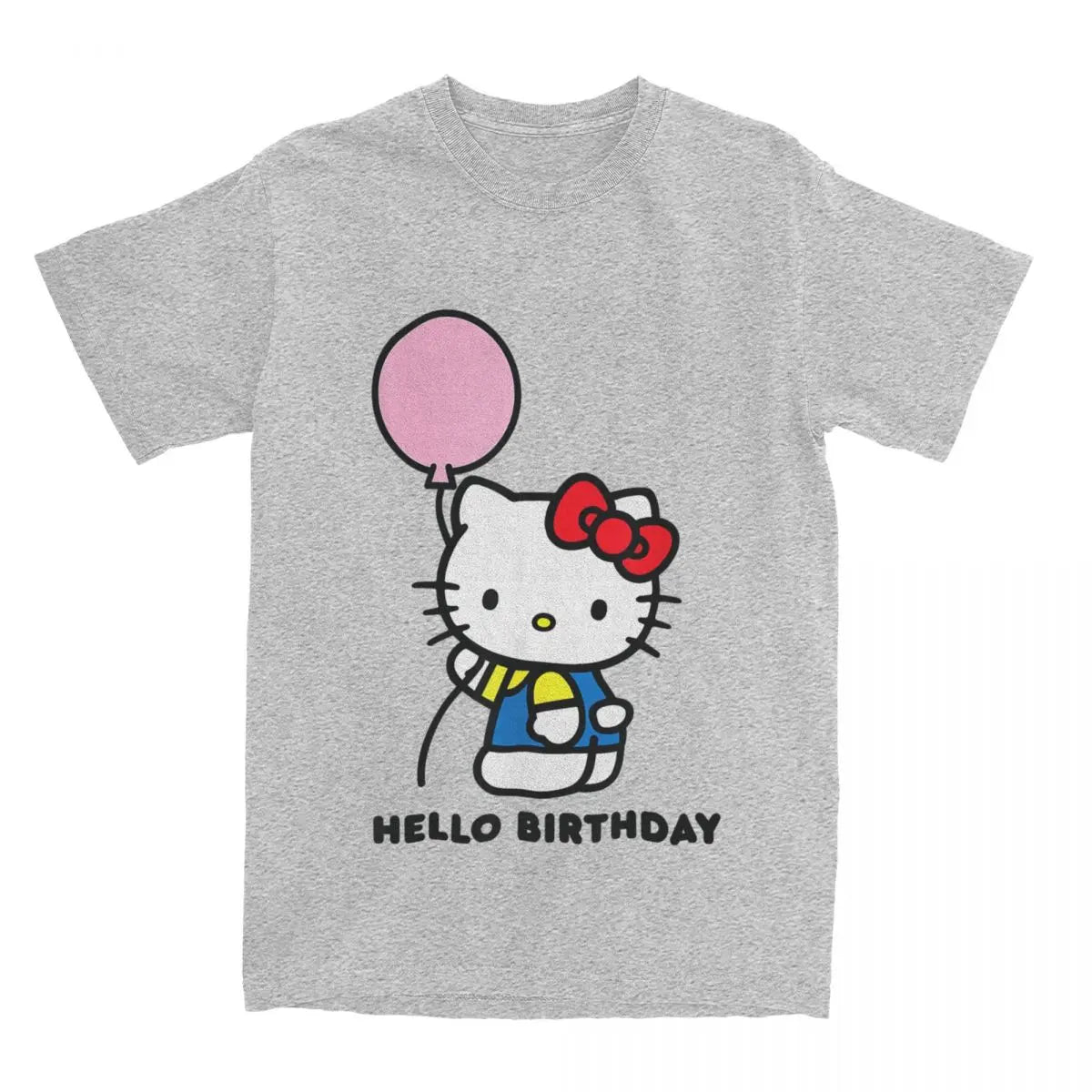 Hello Kitty Hello Birthday T-Shirts Men Women Casual Pure Cotton Tees Crew Neck Short Sleeve T Shirt New Arrival Clothes