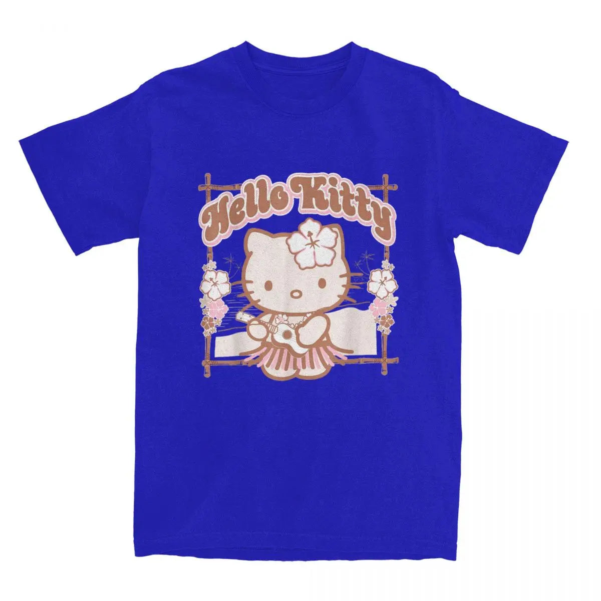 Funny Hello Kitty Hula Summer T-Shirts Men Women Round Collar Cotton T Shirts Short Sleeve Tee Shirt Plus Size Clothing