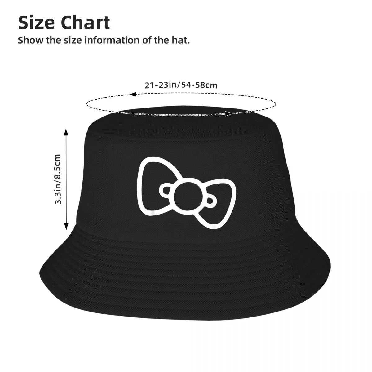 Men Women Bob Hat Hello Kitty Retro Bow Spring Picnic Headwear Lightweight Outdoor Fishing Caps Boonie Hat Birthday Gift