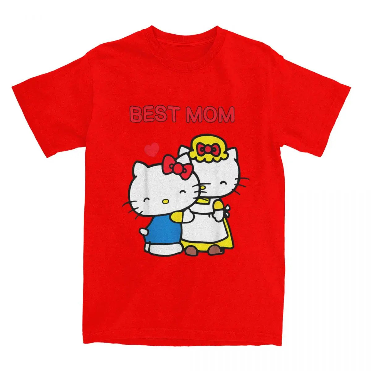 Hello Kitty Mother's Day Best Mom T-Shirt Men Women Funny Pure Cotton Tees Round Neck Short Sleeve T Shirts Printing Clothing