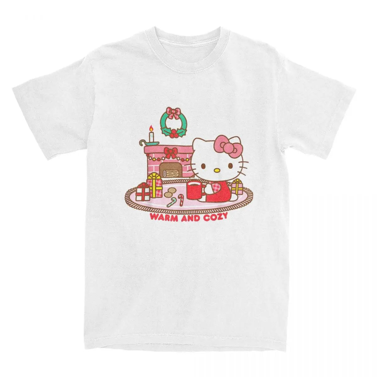 Hello Kitty Warm And Cozy Christmas T Shirts for Men Women 100% Cotton Cool T-Shirt Crew Neck Tee Shirt Short Sleeve Tops