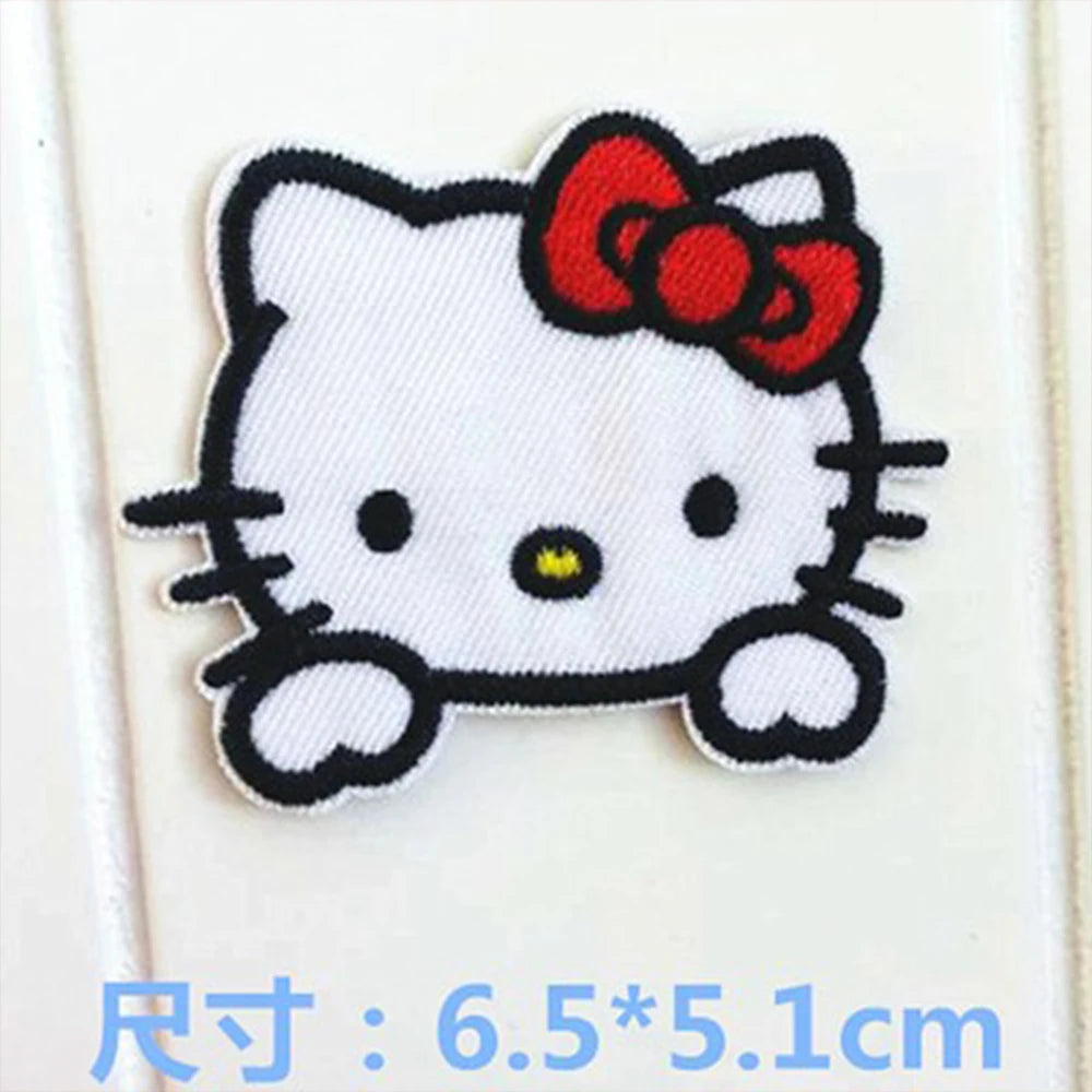 Hello Kitty Cartoon Sanrio Embroidery Patch For Kids Clothes Stickers Shirt Badges Accessories Clothing Diy Embroidery Patch