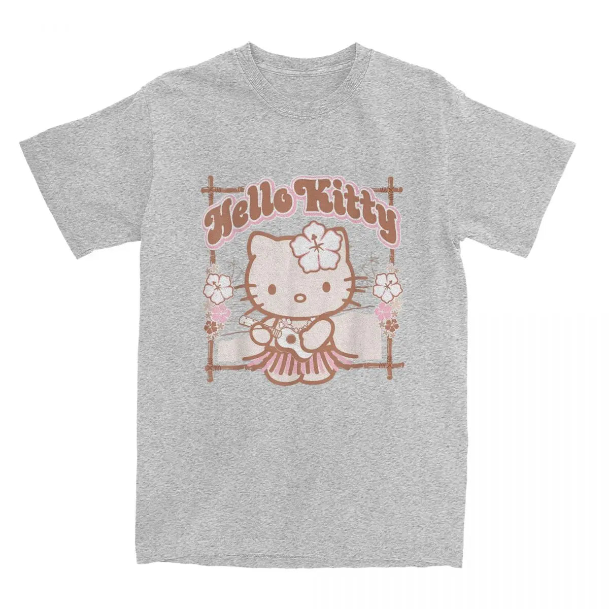 Funny Hello Kitty Hula Summer T-Shirts Men Women Round Collar Cotton T Shirts Short Sleeve Tee Shirt Plus Size Clothing