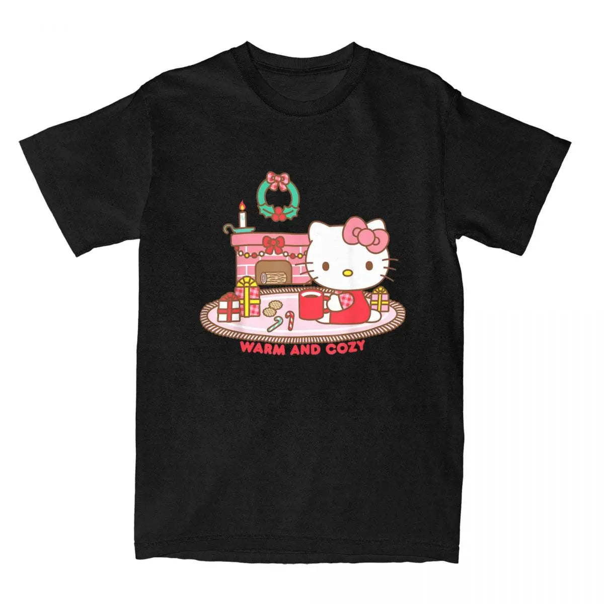 Hello Kitty Warm And Cozy Christmas T Shirts for Men Women 100% Cotton Cool T-Shirt Crew Neck Tee Shirt Short Sleeve Tops