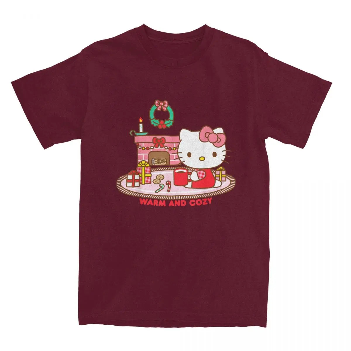 Hello Kitty Warm And Cozy Christmas T Shirts for Men Women 100% Cotton Cool T-Shirt Crew Neck Tee Shirt Short Sleeve Tops