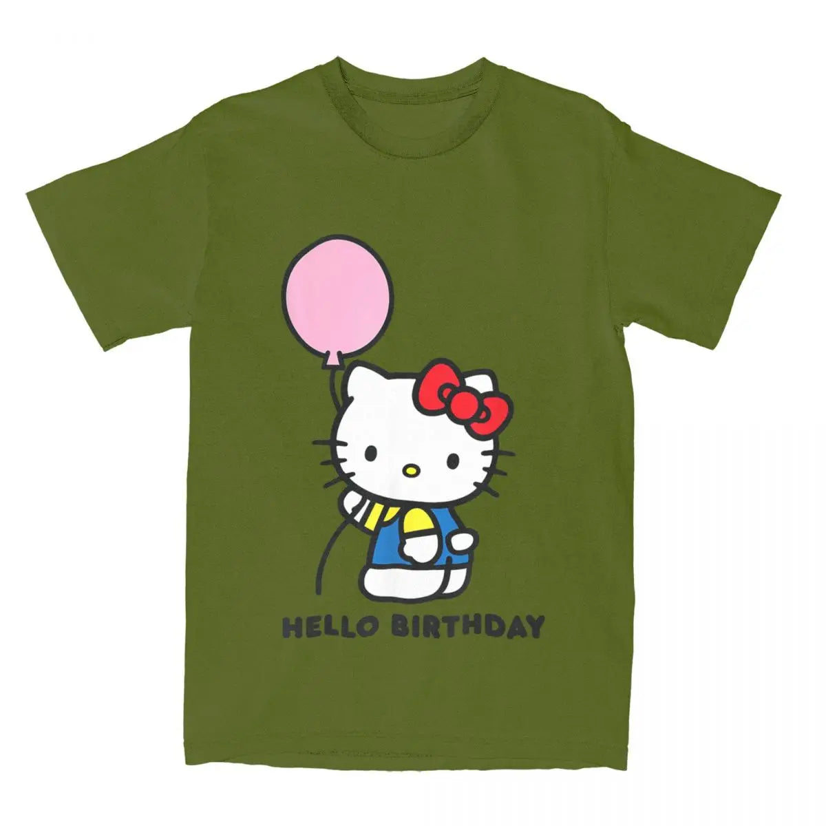 Hello Kitty Hello Birthday T-Shirts Men Women Casual Pure Cotton Tees Crew Neck Short Sleeve T Shirt New Arrival Clothes