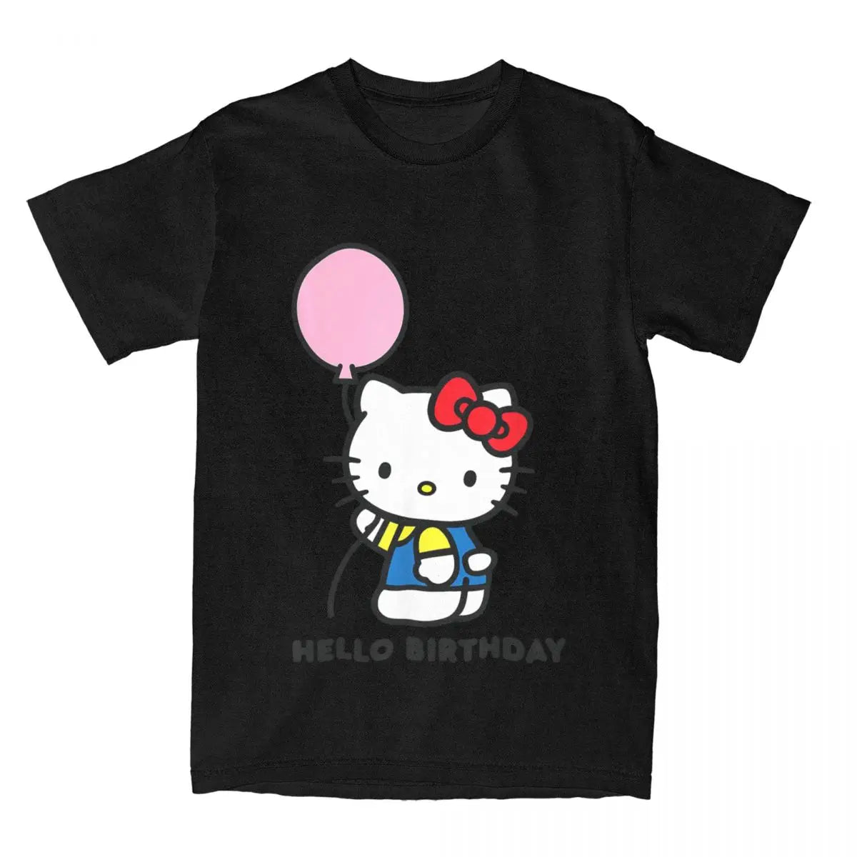 Hello Kitty Hello Birthday T-Shirts Men Women Casual Pure Cotton Tees Crew Neck Short Sleeve T Shirt New Arrival Clothes