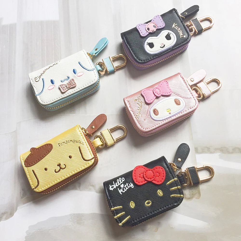 Cute Hello Kitty Cartoon Multifunctional Leather Coin Purse 3d Key Case Pu Zipper Cartoon Car Key Case Cute Key Holder Gift